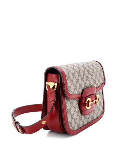Pre-owned Gucci Horsebit 1955 Shoulder Bag Gg Coated Canvas With Leather Small Crossbody Bag In Neutral