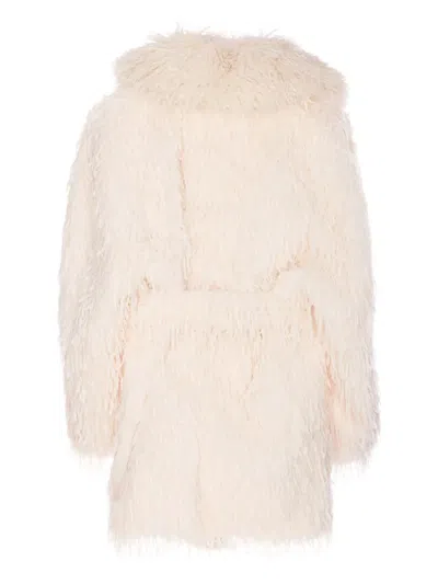 Jakke White Tavi Faux Fur Coat In Neutral