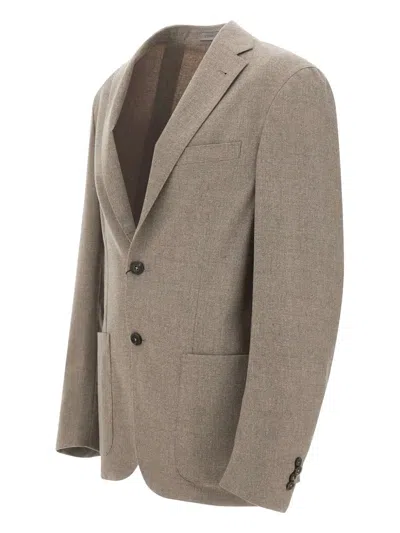 Corneliani Single-breasted Blazer In Brown