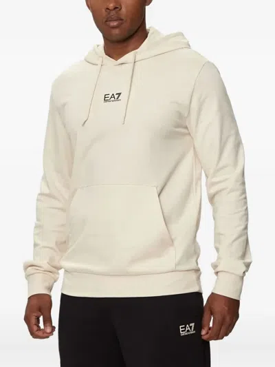 Ea7 Logo Hooded Knitwear In Brown