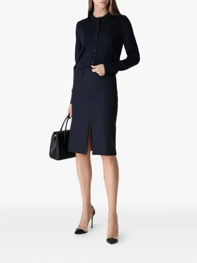 Hugo Boss Buttoned Cardigan In Blue