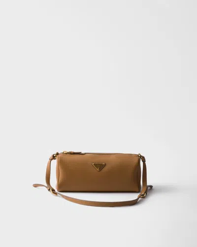 Prada Leather Shoulder Bag In Brown