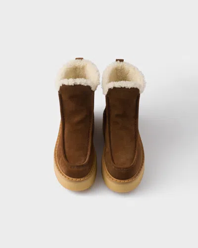 Prada Platform Booties Featuring Shearling Lining In Multi