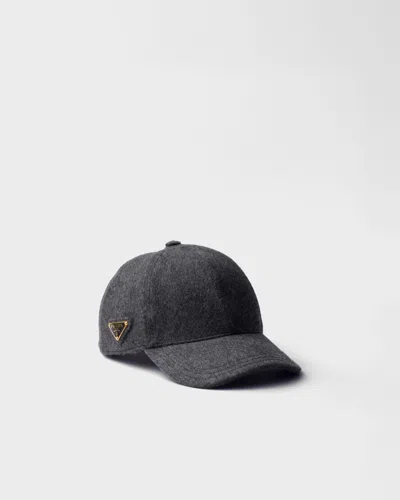 Prada Loden Fabric Baseball Cap In Gray