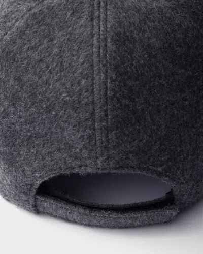 Prada Loden Fabric Baseball Cap In Gray