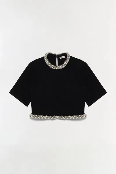 Simkhai Ozelle Crewneck Top In Black In Black