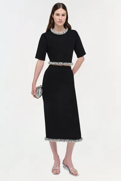 Simkhai Ozelle Crewneck Top In Black In Black