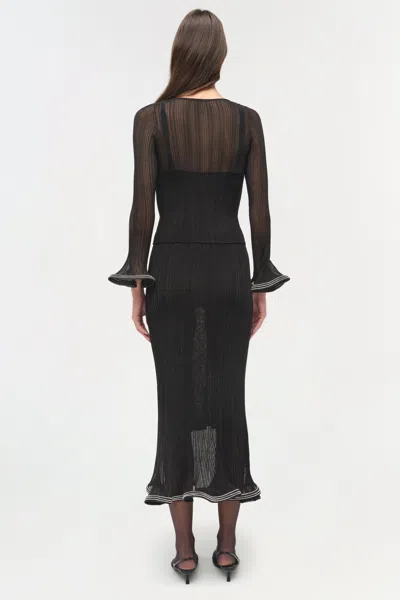 Simkhai Women's Knitted Brighton Metallic Plisse Midi Skirt In Black In Black