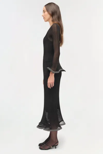 Simkhai Women's Knitted Maebry Metallic Plisse Top In Black In Black