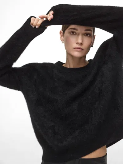 Brochu Walker The Brushed Cashmere Bright Crew In Black