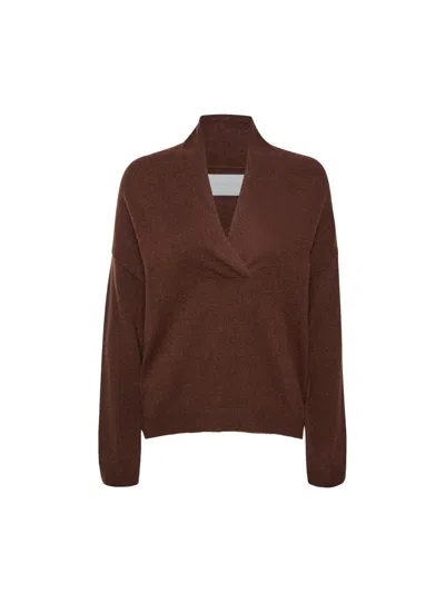Brochu Walker The Siena Wrap Neck Cashmere Pullover In Brown