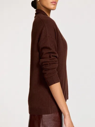 Brochu Walker The Siena Wrap Neck Cashmere Pullover In Brown