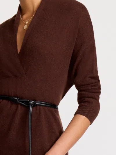 Brochu Walker The Siena Wrap Neck Cashmere Pullover In Brown