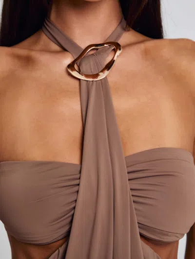 Outcast Hiedi Mini Dress Tan In Multi