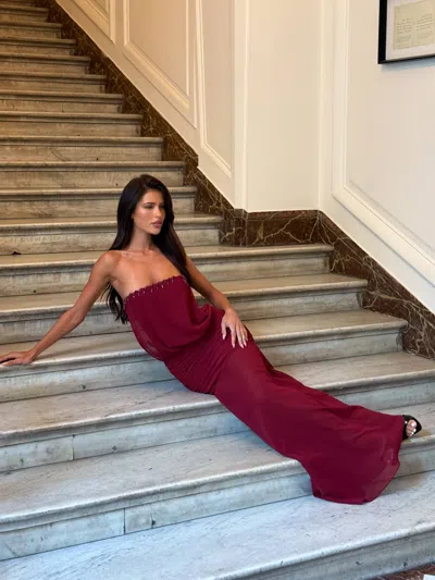 Outcast Lumen Maxi Dress Burgundy In Red