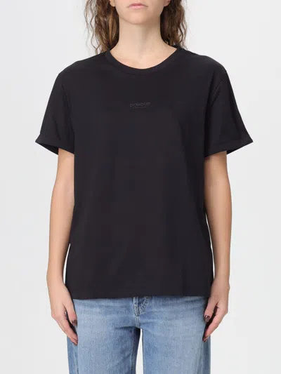 Dondup Cotton Logo Crew Neck T-shirt In Blue