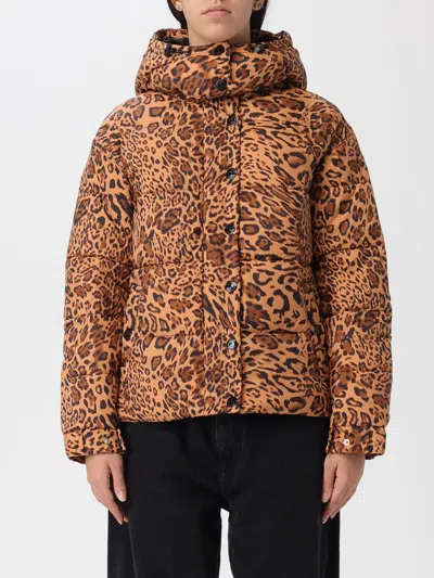 Twinset Padded With Hood Anilalier Print In Brown