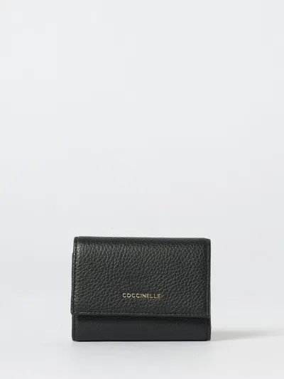 Coccinelle Logo Lettering Tri-fold Wallet In Black