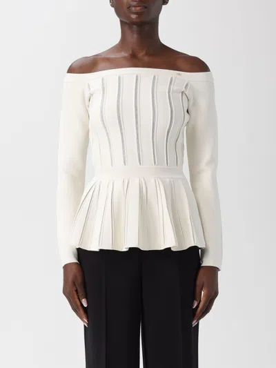 Elisabetta Franchi Tricot Sweater In Neutral