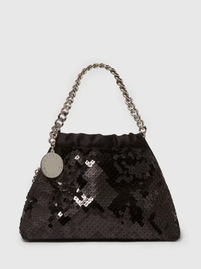 Stella Mccartney Mini Handbag With Sequins And Chain In Black