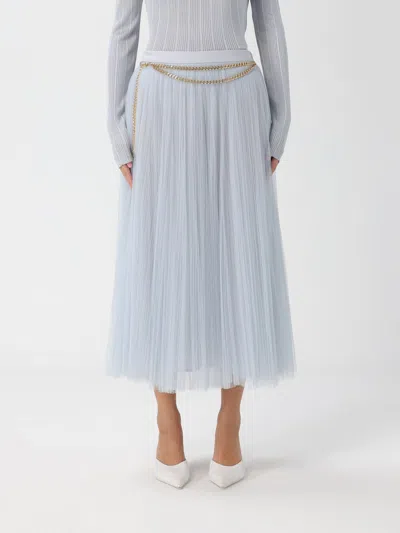 Elisabetta Franchi Starlight Midi Belted Skirt In White