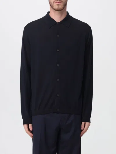 Emporio Armani Travel Essentials Plain-knit Virgin-wool Cardigan In Black
