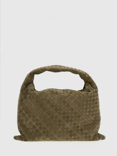 Bottega Veneta Intrecciato Suede Shoulder Bag In Green
