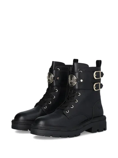 Liu •jo Buckle Lace-up Boot In Black