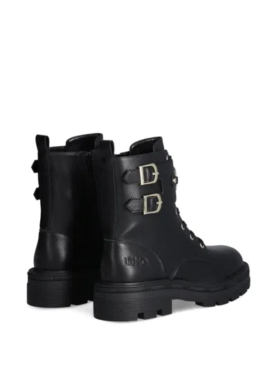 Liu •jo Buckle Lace-up Boot In Black