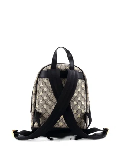Pre-owned Gucci Zip Pocket Printed Gg Coated Canvas Small Backpack In Neutral