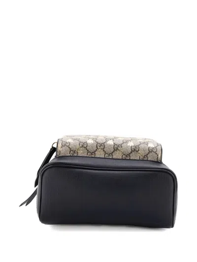 Pre-owned Gucci Zip Pocket Printed Gg Coated Canvas Small Backpack In Neutral