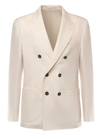 Eleventy Double-breasted Wool Jacket In Neutral