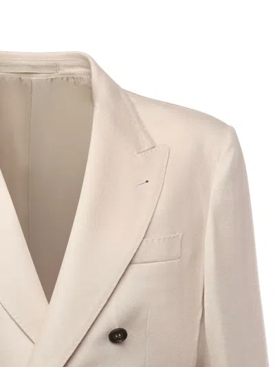 Eleventy Double-breasted Wool Jacket In Neutral