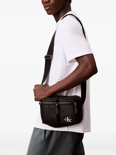 Calvin Klein Utility-pocket Messenger Bag In Black