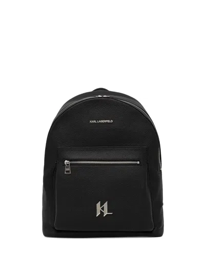 Karl Lagerfeld Zip Logo Backpack In Black