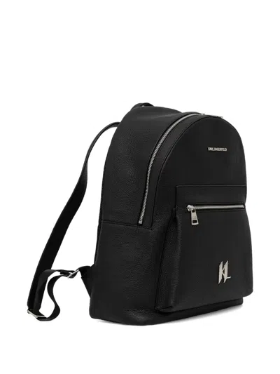Karl Lagerfeld Zip Logo Backpack In Black