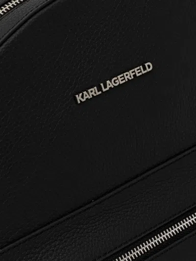 Karl Lagerfeld Zip Logo Backpack In Black