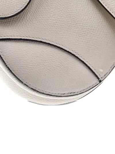 Pre-owned Dior Saddle Handbag Leather Mini Shoulder Bag In Neutral