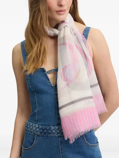 Liu •jo Graphic-pattern Scarf In Pink