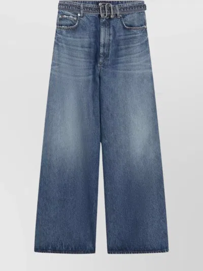 Sportmax Oversized Jeans With Belt - Midnight Blue In Blue