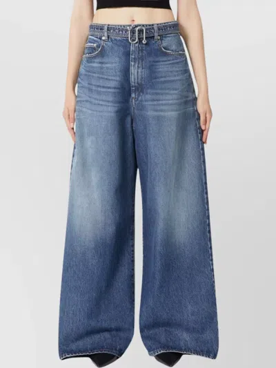 Sportmax Oversized Jeans With Belt - Midnight Blue In Blue