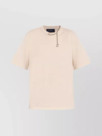 Sportmax Chain Detail Round Neck Short Sleeve Top In Metallic