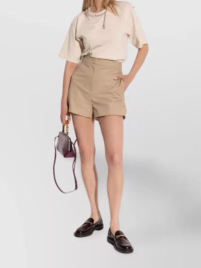 Sportmax Chain Detail Round Neck Short Sleeve Top In Metallic