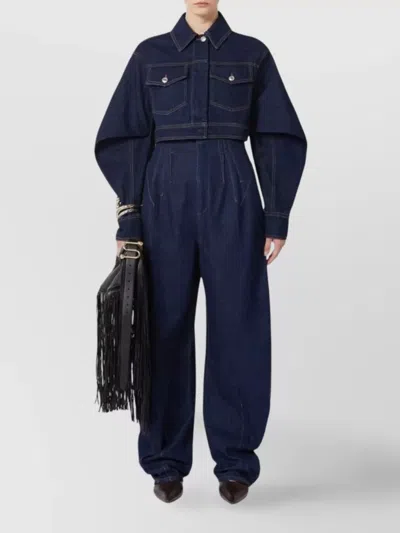 Sportmax High-waisted Wide-leg Trousers Featuring Pockets In Blue