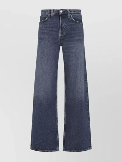 Agolde Blue Arc Jeans With Logo Patch On The Back And Wide Leg In Denim For Women