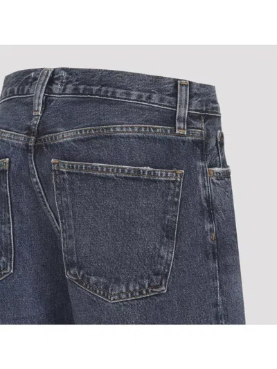 Agolde Blue Arc Jeans With Logo Patch On The Back And Wide Leg In Denim For Women