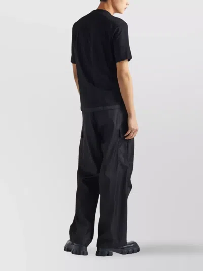 Prada Men's Plain Cotton Badge Pocket T-shirt In Black
