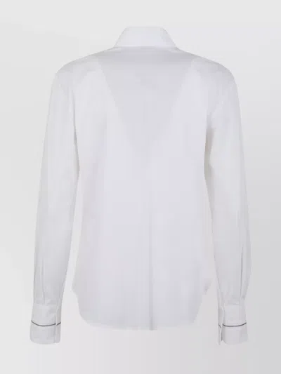 Peserico Long Sleeve Collared Blouse With Cuffed Sleeves In White