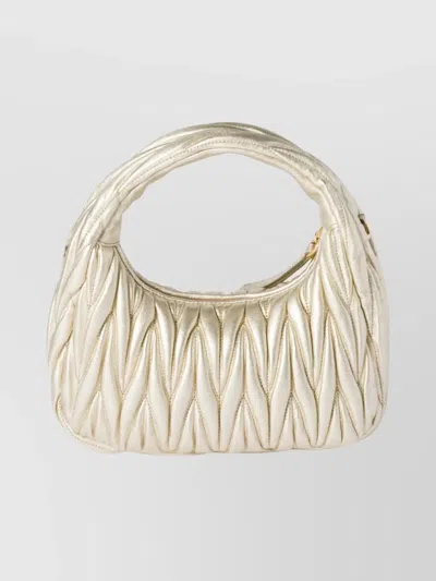 Miu Miu Quilted Clutch Bag Top Handle In Neutral
