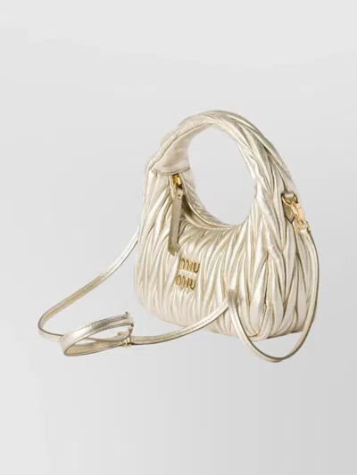 Miu Miu Quilted Clutch Bag Top Handle In Neutral